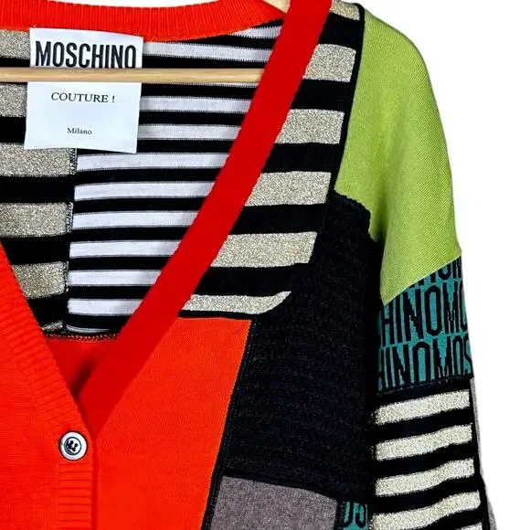 Moschino Couture Jeremy Scott US 6 Patchwork Wool Cardigan Sweater - Picture 5 of 14